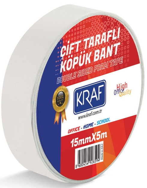 KRAF%20ÇİFT%20TARAFLI%20KÖPÜK%20BANT%2015MMX5M%205015G