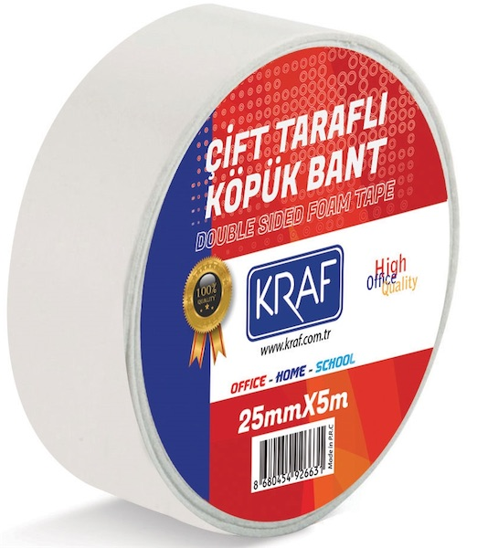 KRAF%20ÇİFT%20TARAFLI%20KÖPÜK%20BANT%2025MMX5M%205025G