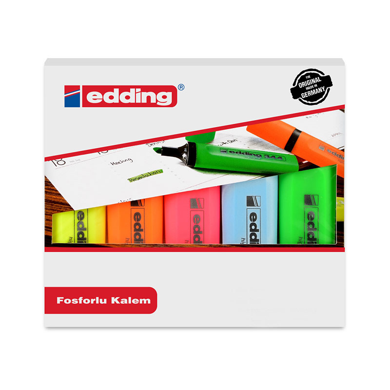 Edding%20344%20Fosforlu%20Kalem%205’li%20Paket%20Karışık%20Renk