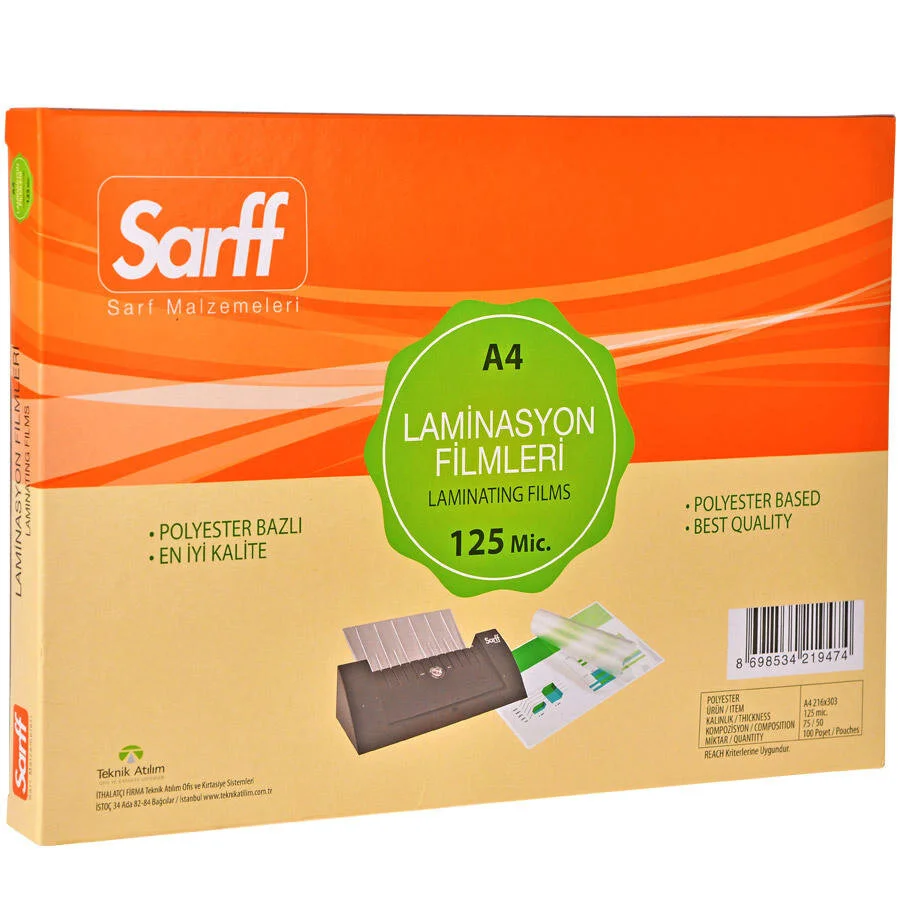 Sarff%20Laminasyon%20Filmi%20125%20Mikron%20A4%20100’lü%20Paket