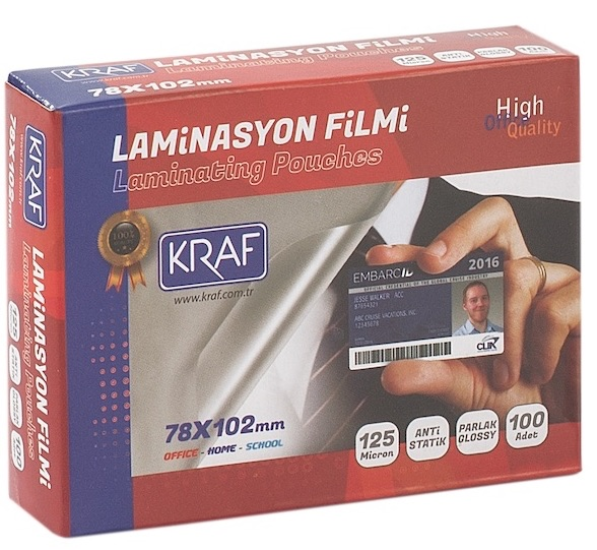 KRAF LAMİNASYON FİLMİ 78x102MM 125 Mic. 100 LÜ 2127