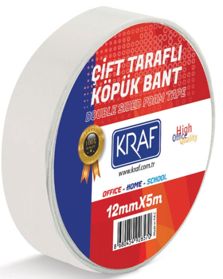 KRAF ÇİFT TARAFLI KÖPÜK BANT 12MMX5M 5012G