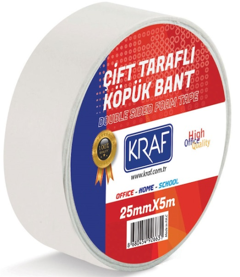 KRAF ÇİFT TARAFLI KÖPÜK BANT 25MMX5M 5025G