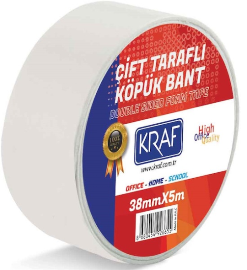 KRAF ÇİFT TARAFLI KÖPÜK BANT 38MMX5M 5038G