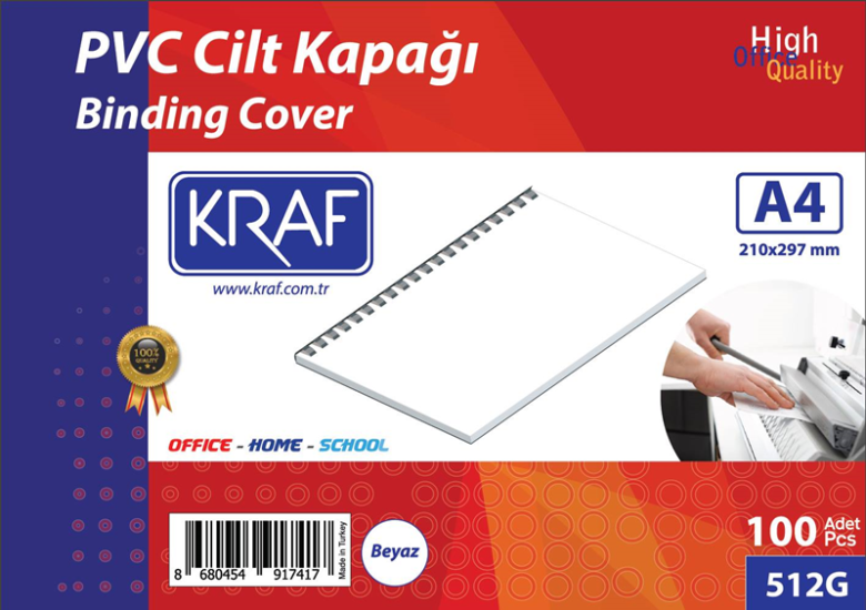 KRAF CİLT KAPAĞI A4 100 LÜ 512G BEYAZ