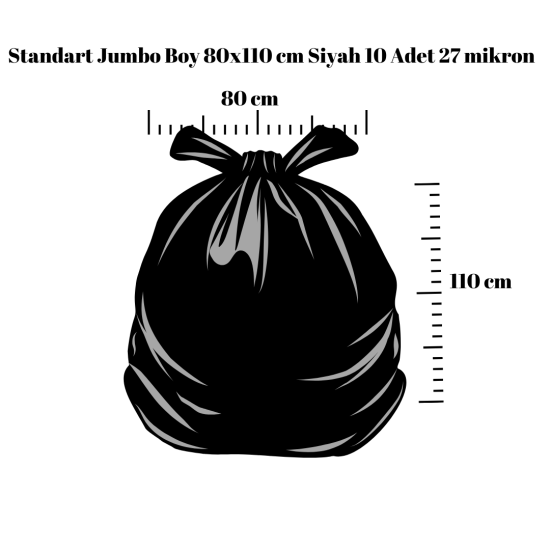 Ceyplas Çöp Poşeti Standart Jumbo Boy 80x110 cm Siyah 10 Adet CPG104