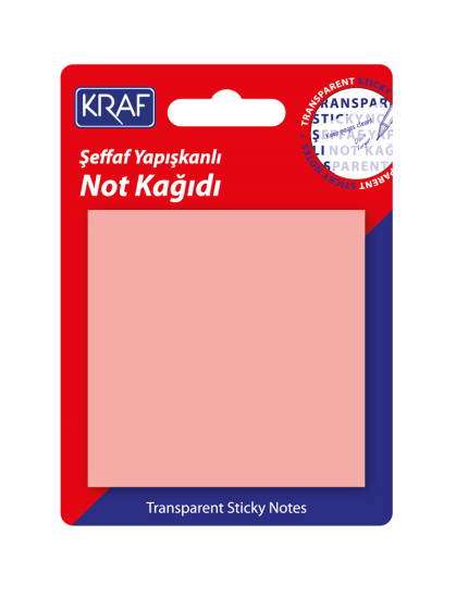 KRAF YAPIŞKANLI NOT KAĞIDI 76x76   50 YP ŞEFFAF PEMBE 7676TR