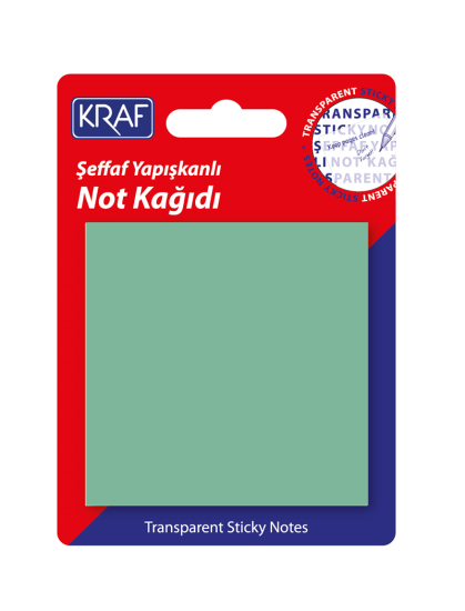 KRAF YAPIŞKANLI NOT KAĞIDI 76x76   50 YP ŞEFFAF YEŞİL 7676TR