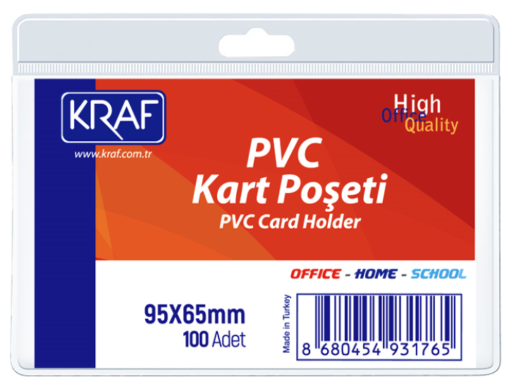 KRAF KART POŞETİ PVC   95x65 MM YATAY 100 LÜ