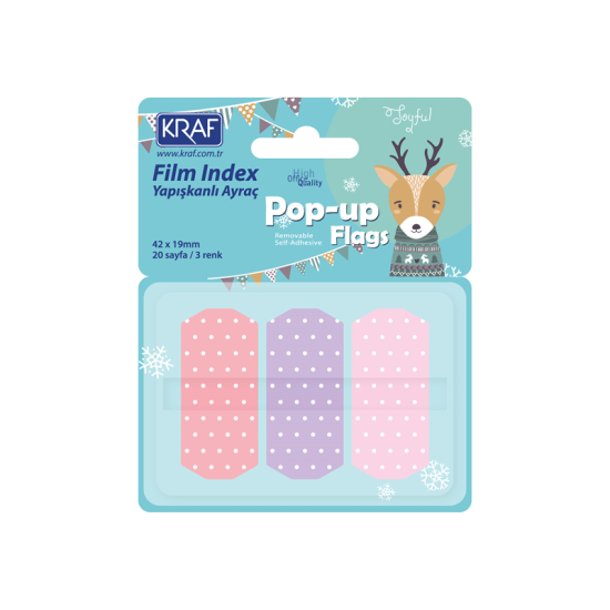 KRAF INDEX FILM (PP) 42x19MM POP-UP 3 RENK 20YP PASTEL PUANTİYELİ 4219-1