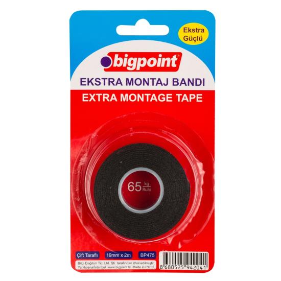 Bigpoint Montaj Bandı Ekstra Güçlü Çift Taraflı 19mm x 1.5mt (İç ve Dış Mekan)