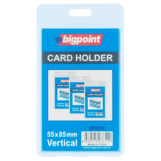 Bigpoint Çift Taraflı PP Kart Kabı Dikey Şeffaf 55x85mm