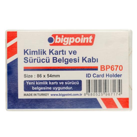 Bigpoint Kimlik, Ehliyet Kabı Sert PP Şeffaf 86x54mm (Yerli Üretim)