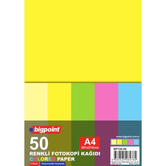 Bigpoint A4 Renkli Fotokopi Kağıdı 5 Renk 50’li Paket x 10 Paket