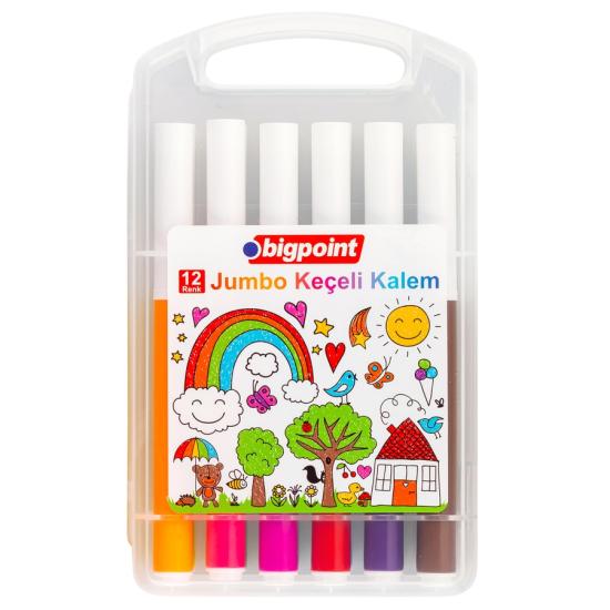 Bigpoint Jumbo Keçeli Kalem 12’li Set (Plastik Kutulu)